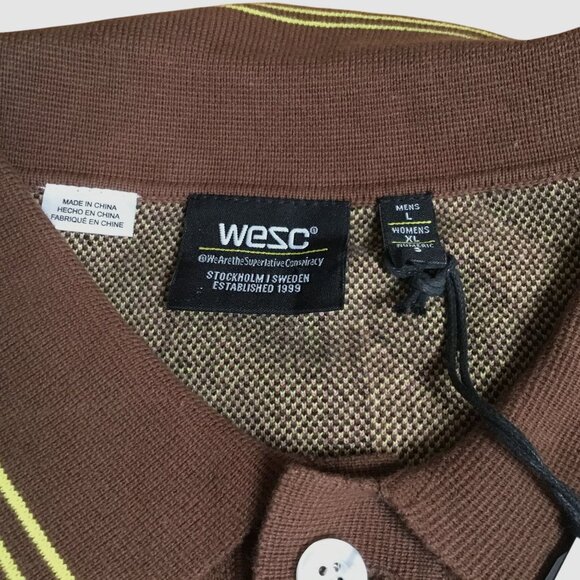 WESC Oversized Women Polo Collar Daisy Cardigan Shirt Brown Green Flowers XL NWT - Picture 7 of 10